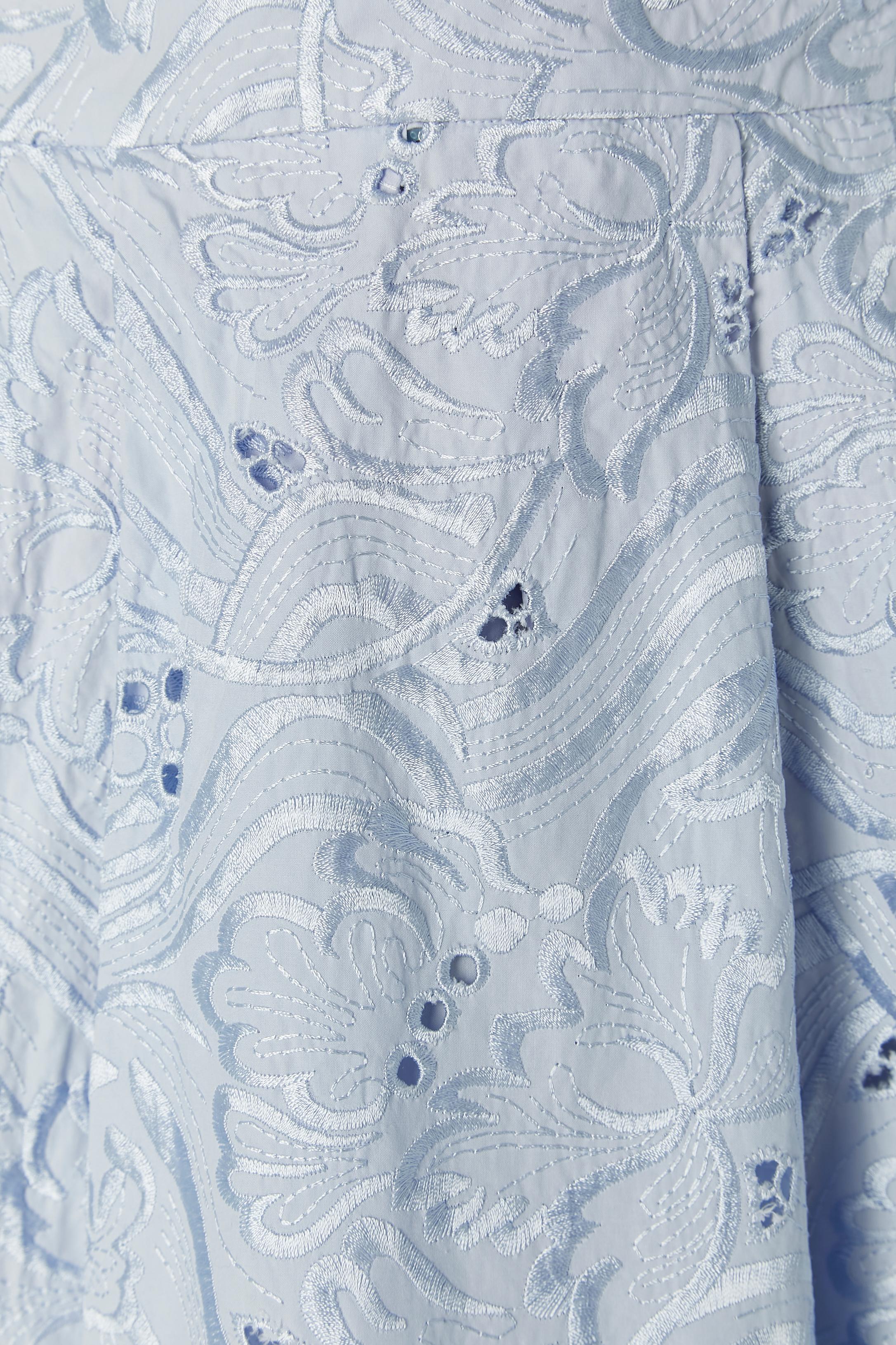 Pale blue sleeveless cotton dress with thread embroidery ROBERTO CAVALLI In Excellent Condition For Sale In Saint-Ouen-Sur-Seine, FR