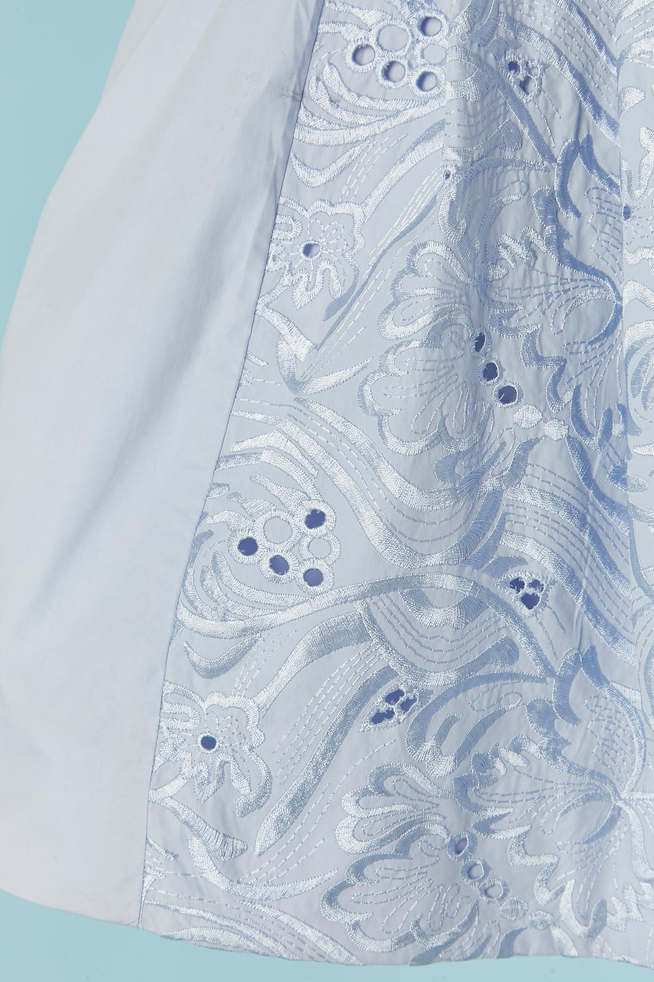Women's Pale blue sleeveless cotton dress with thread embroidery ROBERTO CAVALLI For Sale