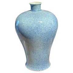 Pale Blue Speckled Classic Shape Large Vase, China, Contemporary