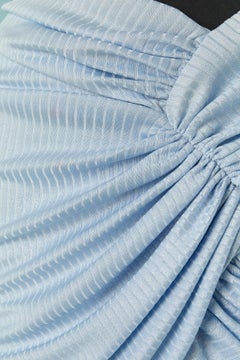 Pale blue striped jersey draped asymmetrical skirt ALEXANDRE VAUTHIER