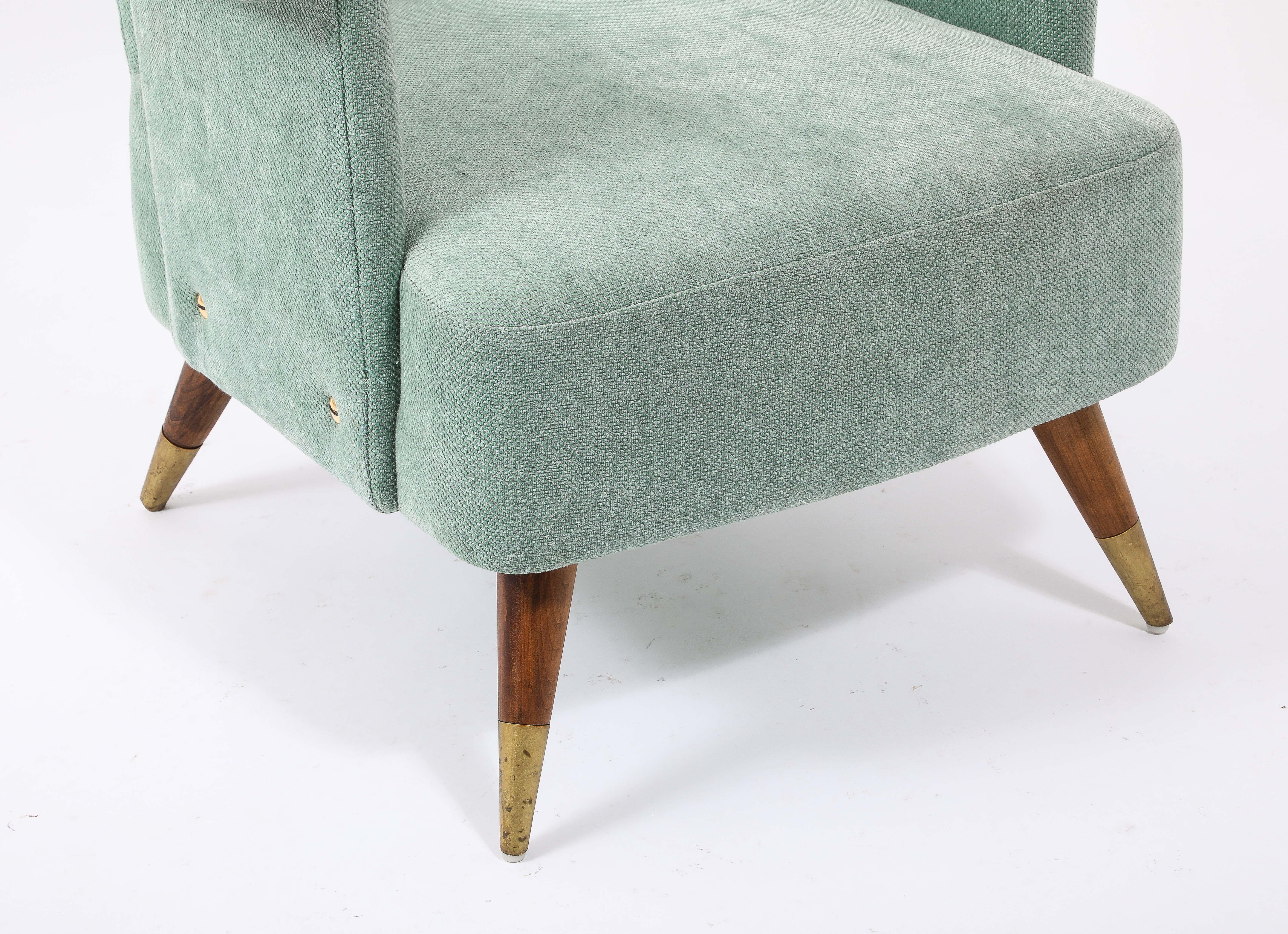 Pale Blue Tall Italian Wingchairs, Italy 1950's For Sale 5