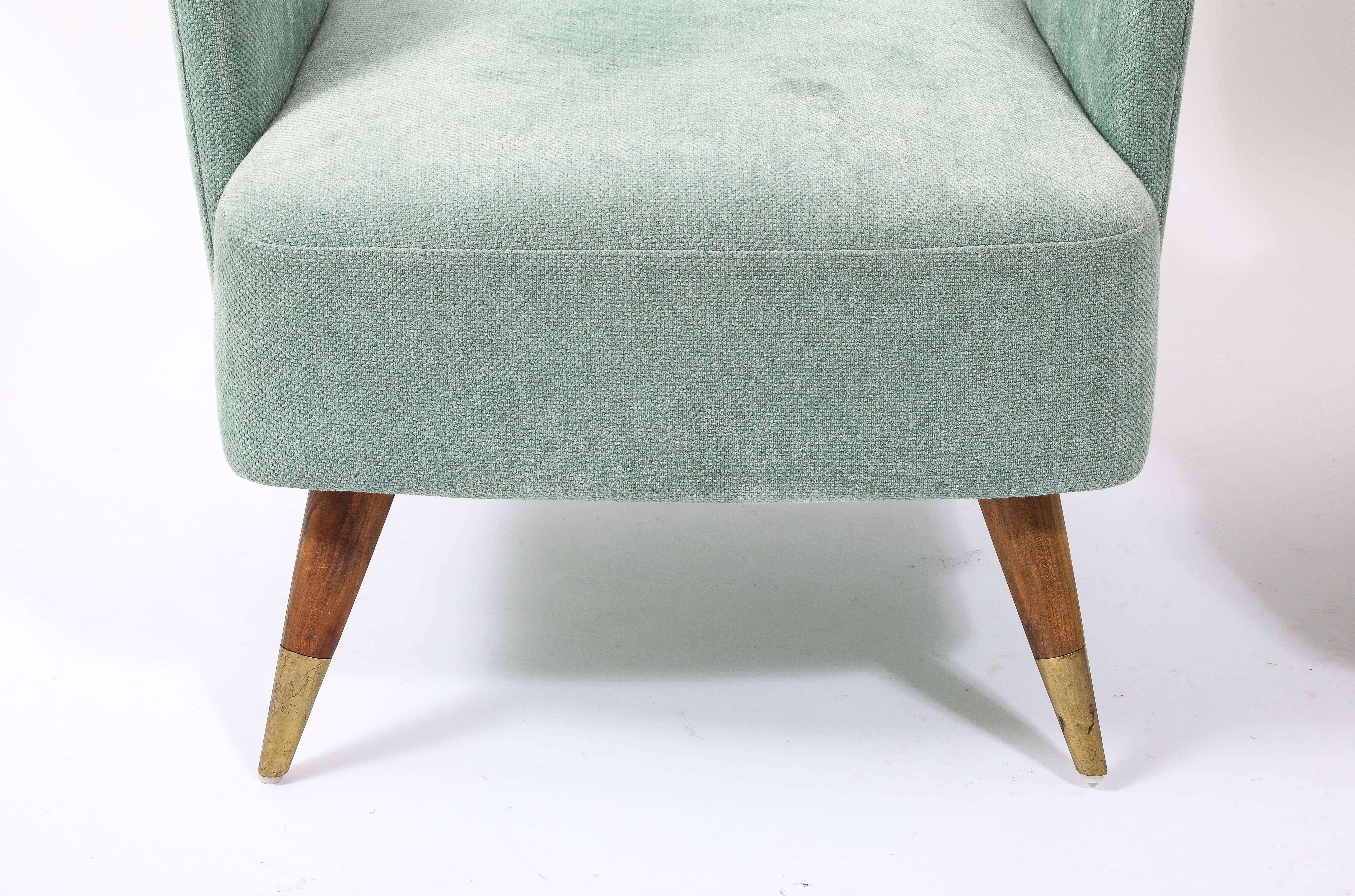 Pale Blue Tall Italian Wingchairs, Italy 1950's For Sale 6
