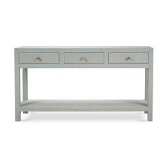 Pale Blue Washed Raffia Console Table