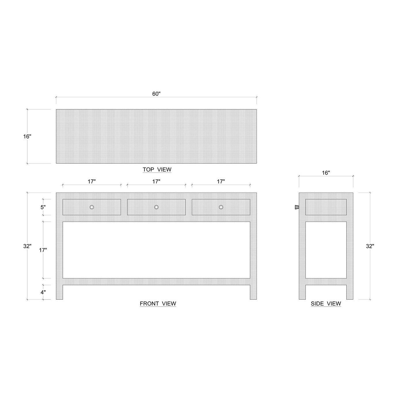 Pale Blue Washed Raffia Console Table - Open Box For Sale 1