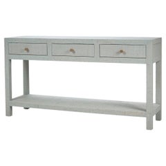 Tavolo consolle in rafia lavata blu pallido - Scatola aperta