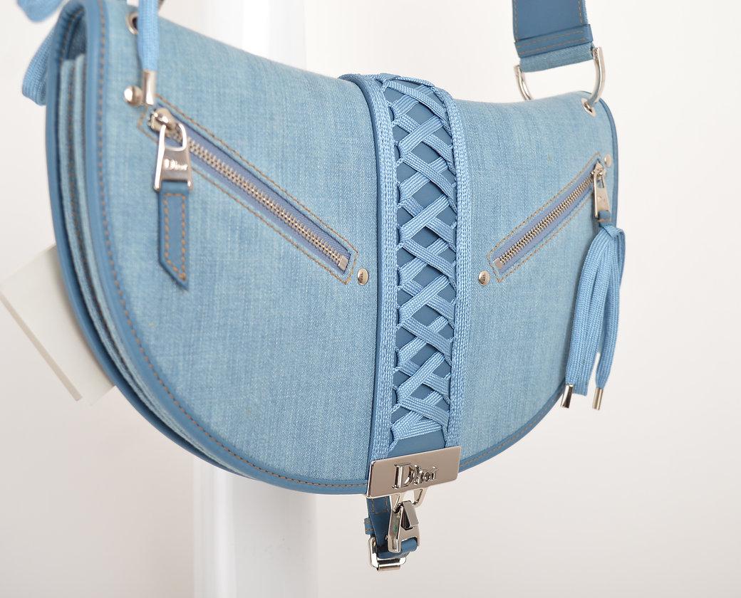 Pale Blue Y2K Denim Christian Dior 'Admit It' Corset Saddle Shoulder Bag 6