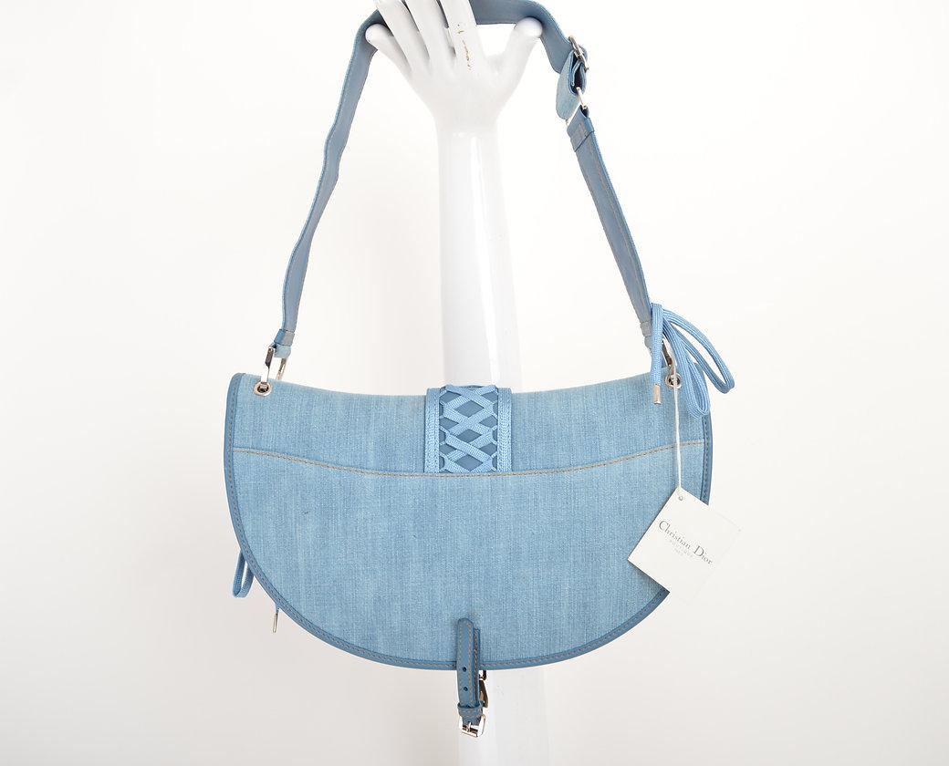 Pale Blue Y2K Denim Christian Dior 'Admit It' Corset Saddle Shoulder Bag 9