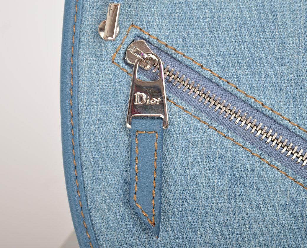 Pale Blue Y2K Denim Christian Dior 'Admit It' Corset Saddle Shoulder Bag 11