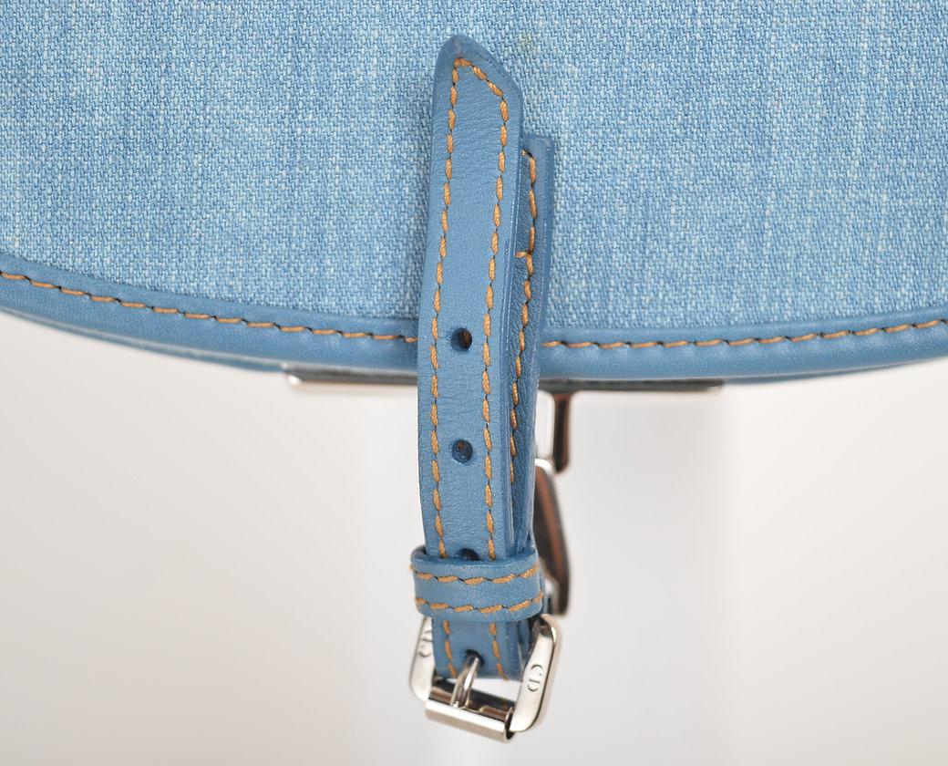 Pale Blue Y2K Denim Christian Dior 'Admit It' Corset Saddle Shoulder Bag 1