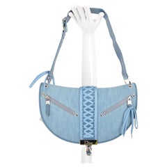 Pale Blue Y2K Denim Christian Dior 'Admit It' Corset Saddle Shoulder Bag