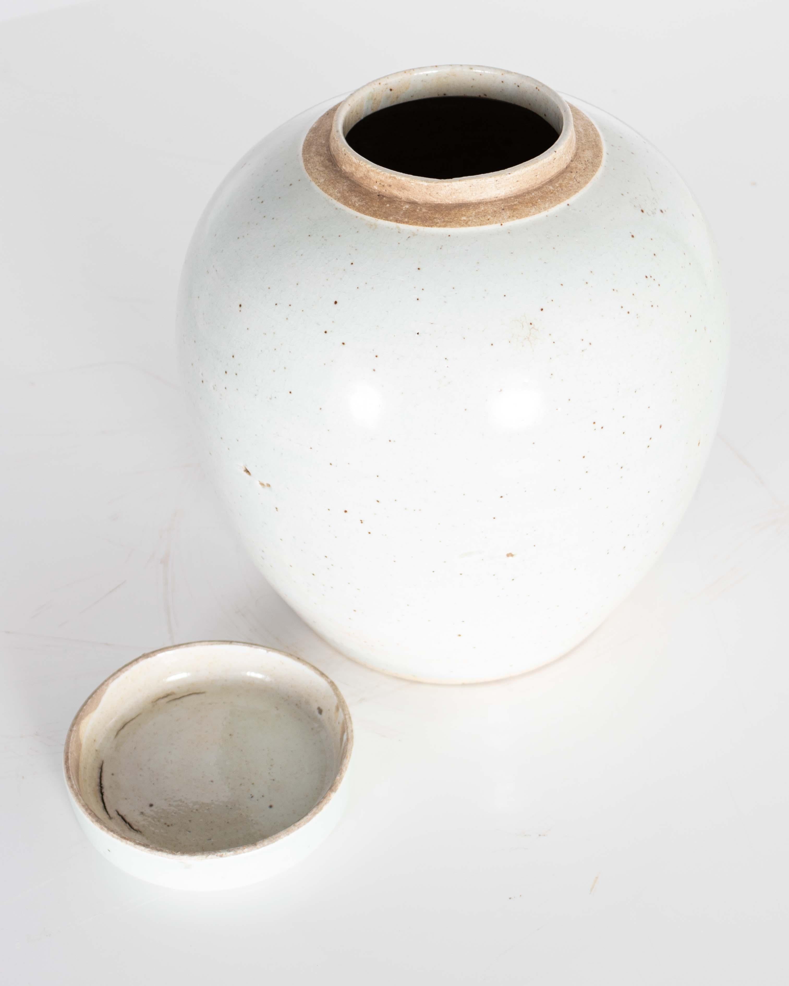 Unknown Pale Celadon Crackle Glaze Vase with Lid