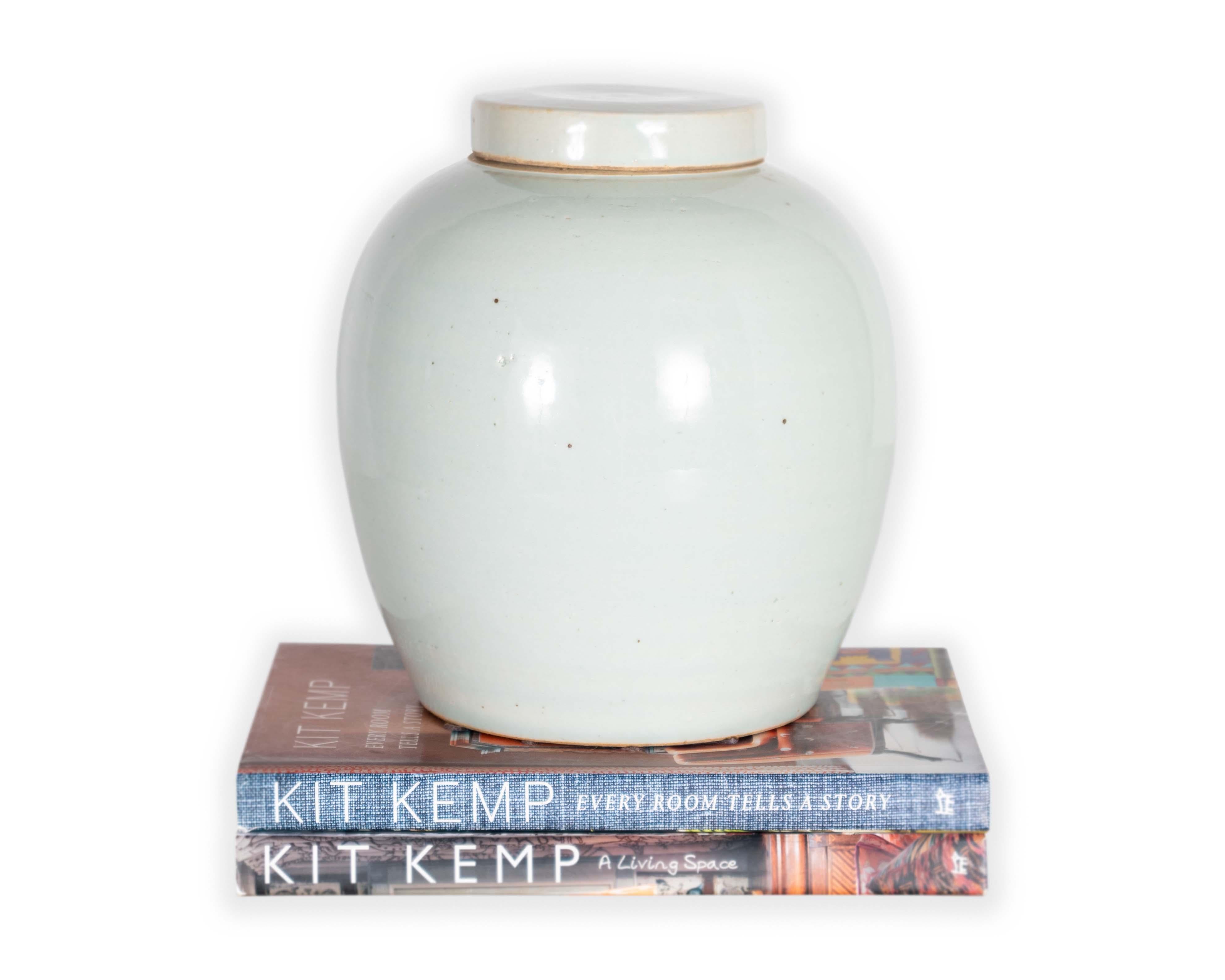 Glazed Pale Celadon Crackle Glaze Vase with CAP For Sale