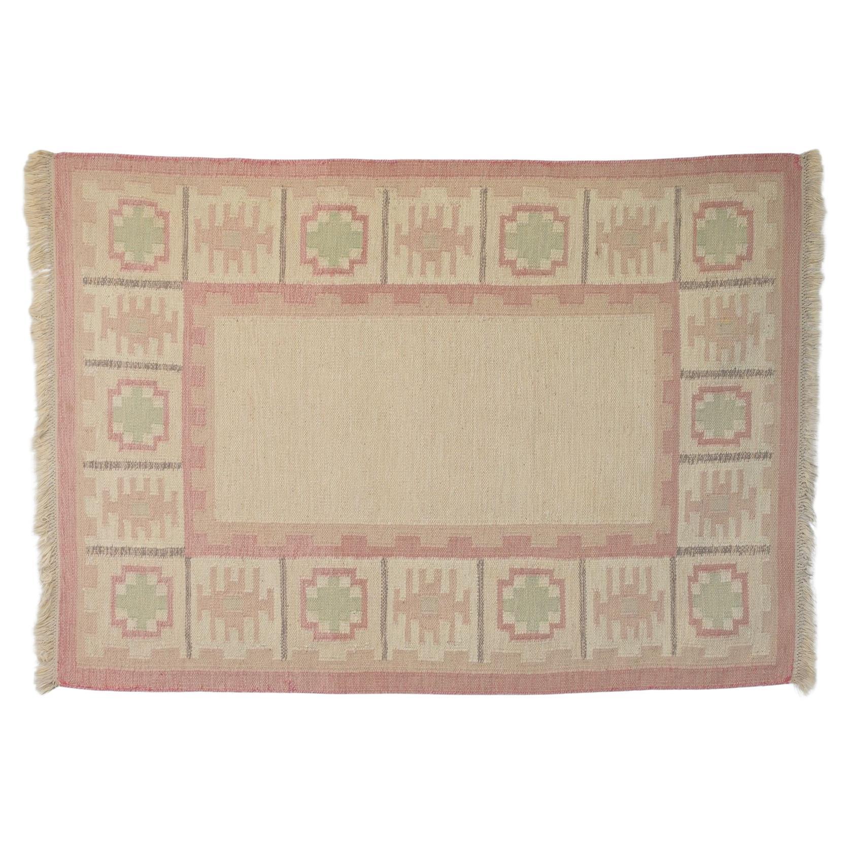 Pale Cream and Pink Kilim For Sale