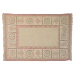 Vintage Pale Cream and Pink Kilim