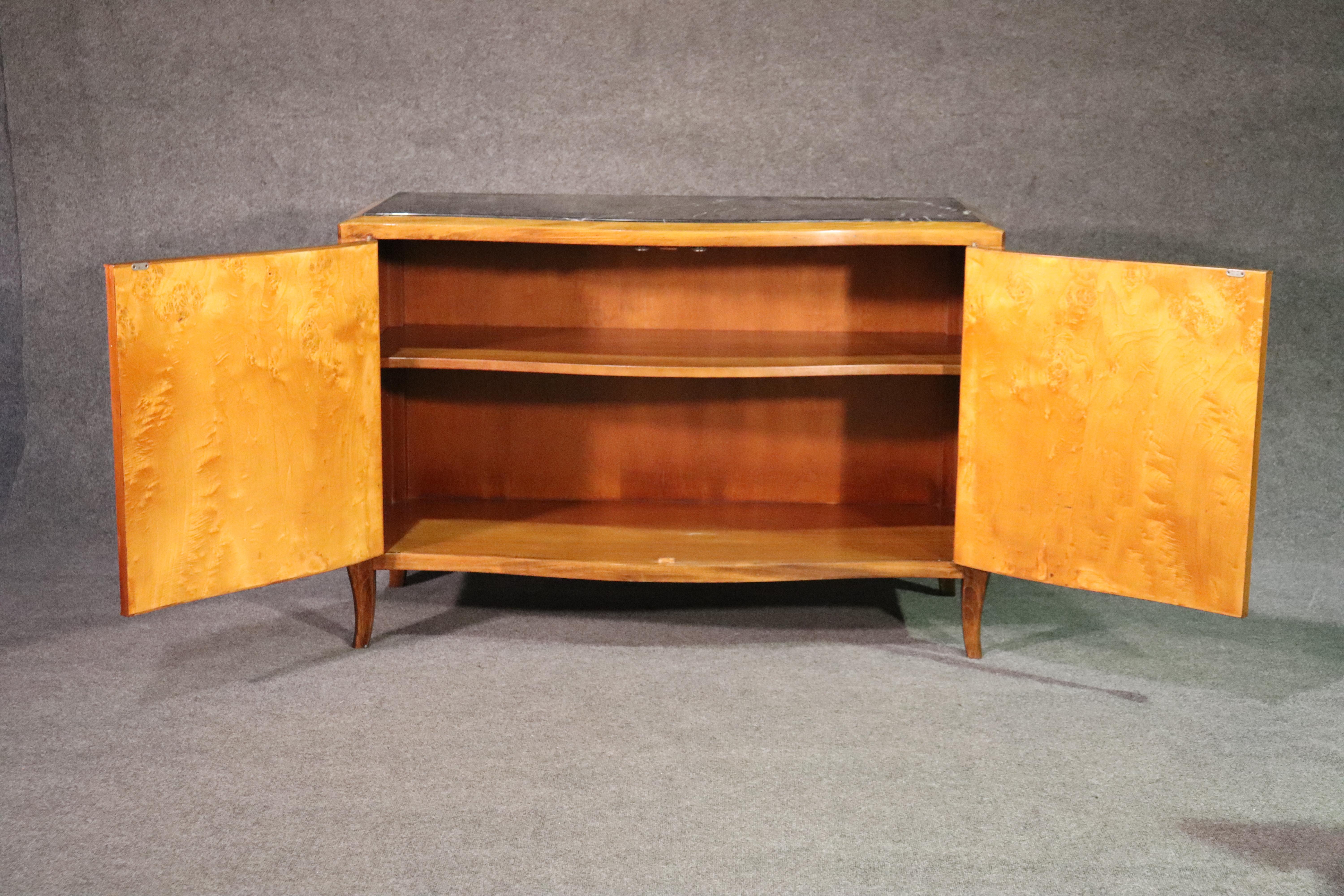 Pale Flame Birch French Art Deco Style Marble Top Sideboard Buffet Server 3