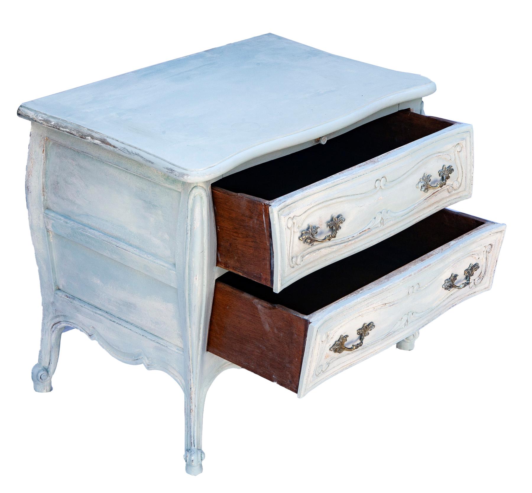 Pale French Provincial Commode with Two Spacious Drawers In Good Condition For Sale In Malibu, CA