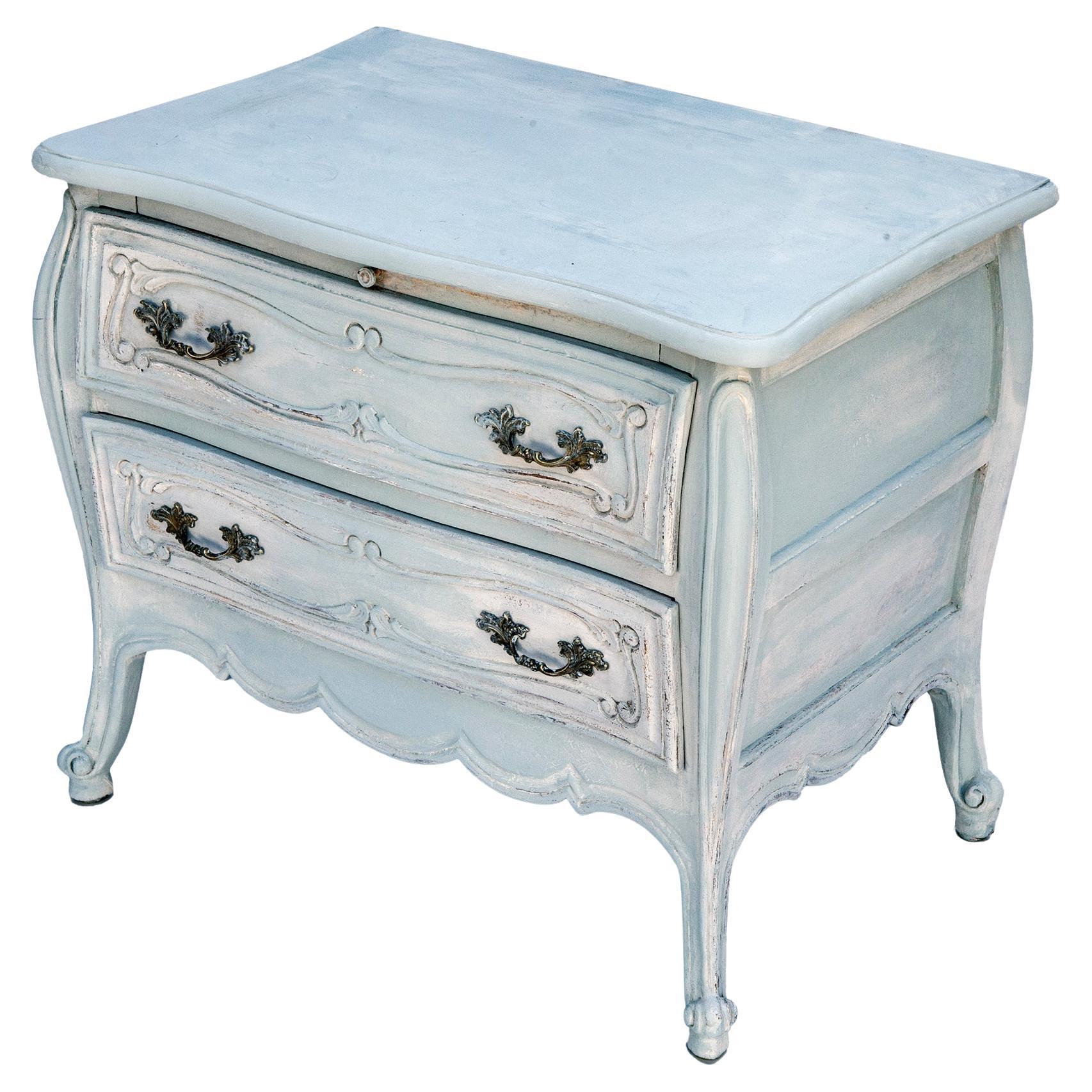 Pale French Provincial Commode with Two Spacious Drawers For Sale