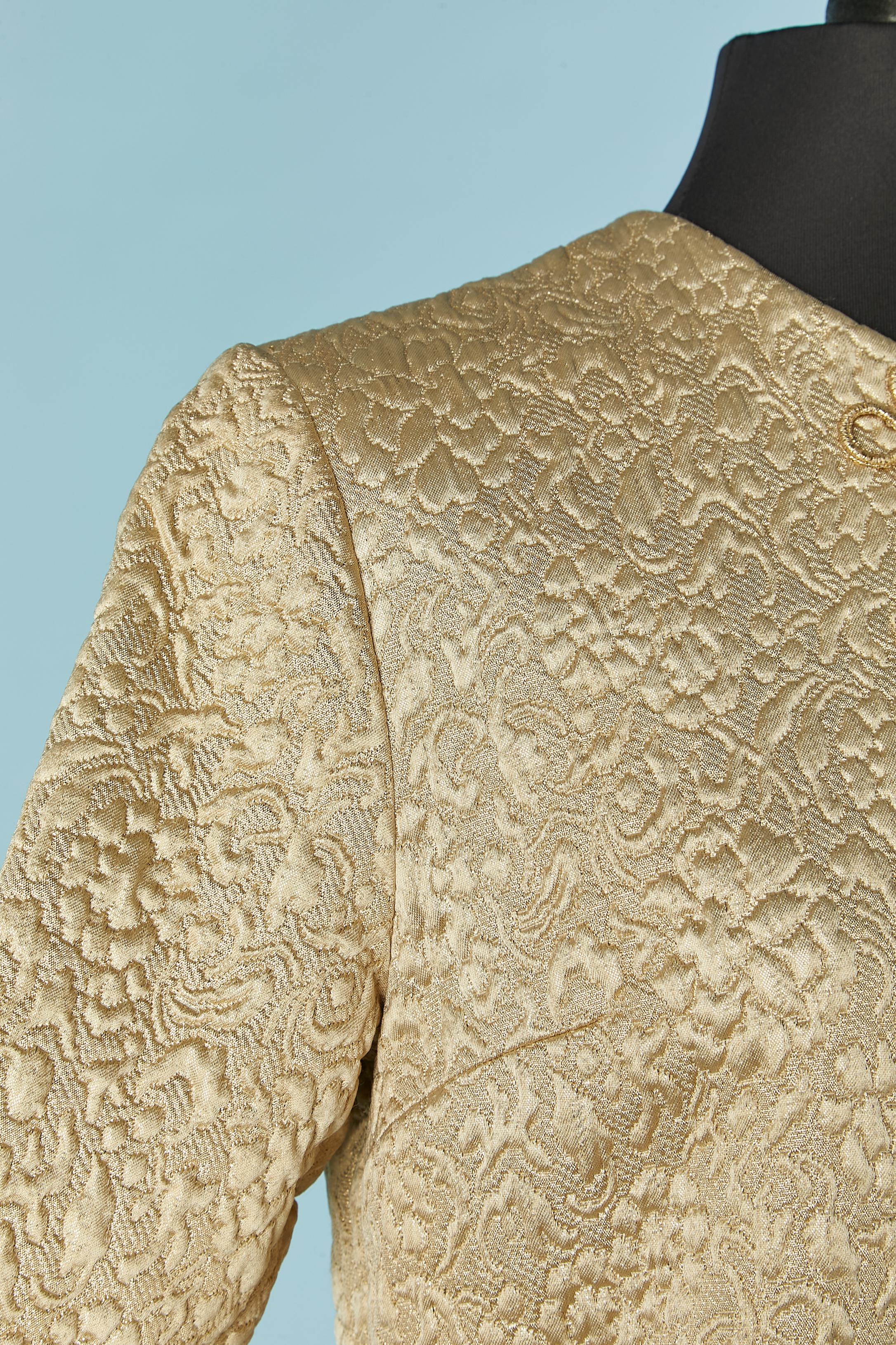 Gold Pale gold brocade evening coat CHRISTIAN DIOR Circa 1960's For Sale