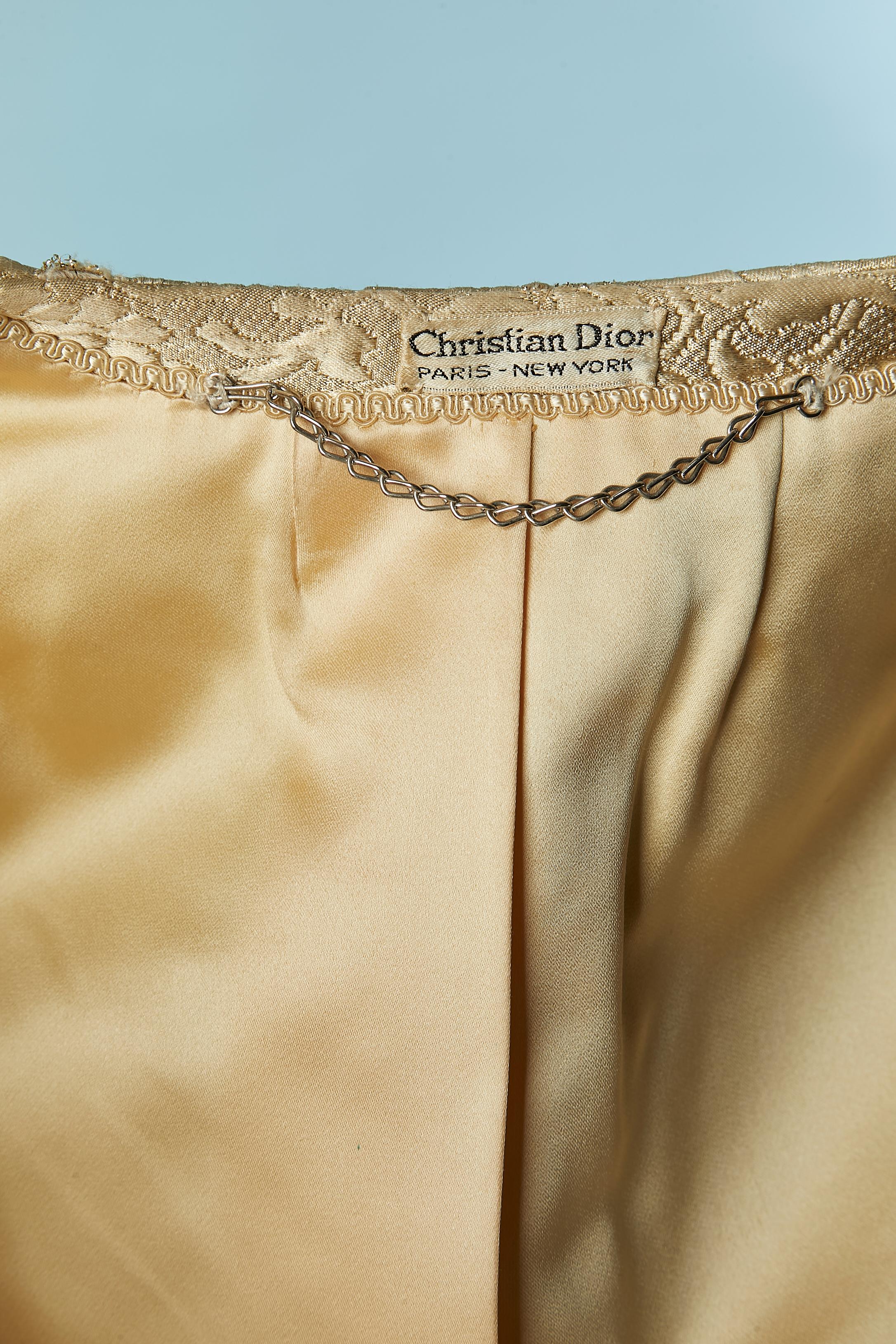 Pale gold brocade evening coat CHRISTIAN DIOR Circa 1960's For Sale 3