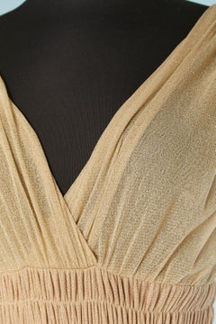 Pale gold jersey lurex evening dress with ruffles Carlo Pignatelli