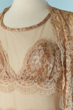 Ensemble boléro e tuta in pizzo oro pallido JIKI Monte Carlo