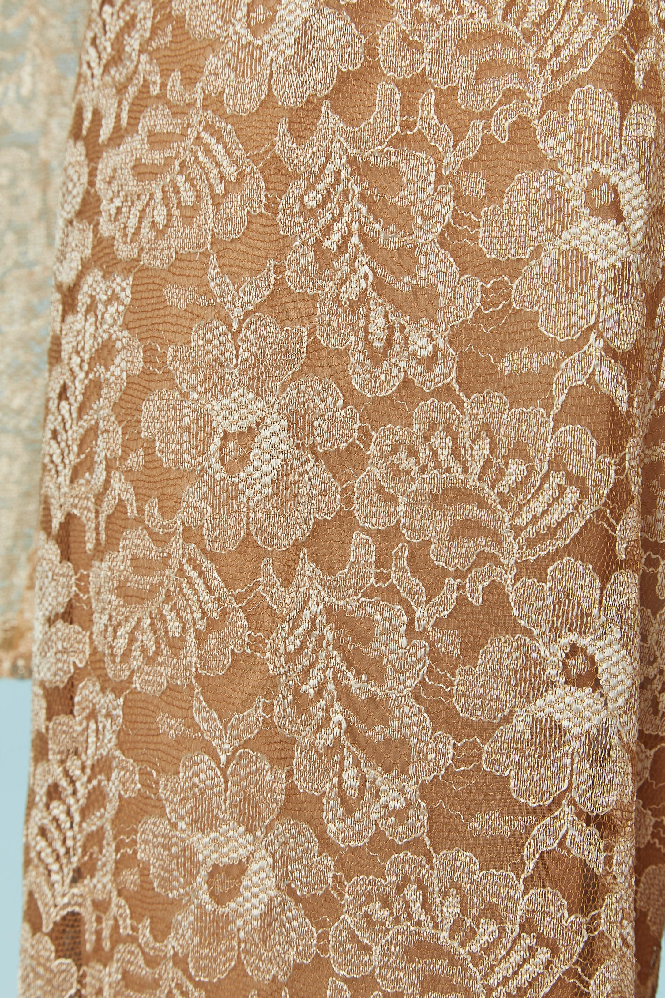 Pale gold lace boléro and jumpsuit ensemble JIKY Monte-Carlo In Excellent Condition For Sale In Saint-Ouen-Sur-Seine, FR