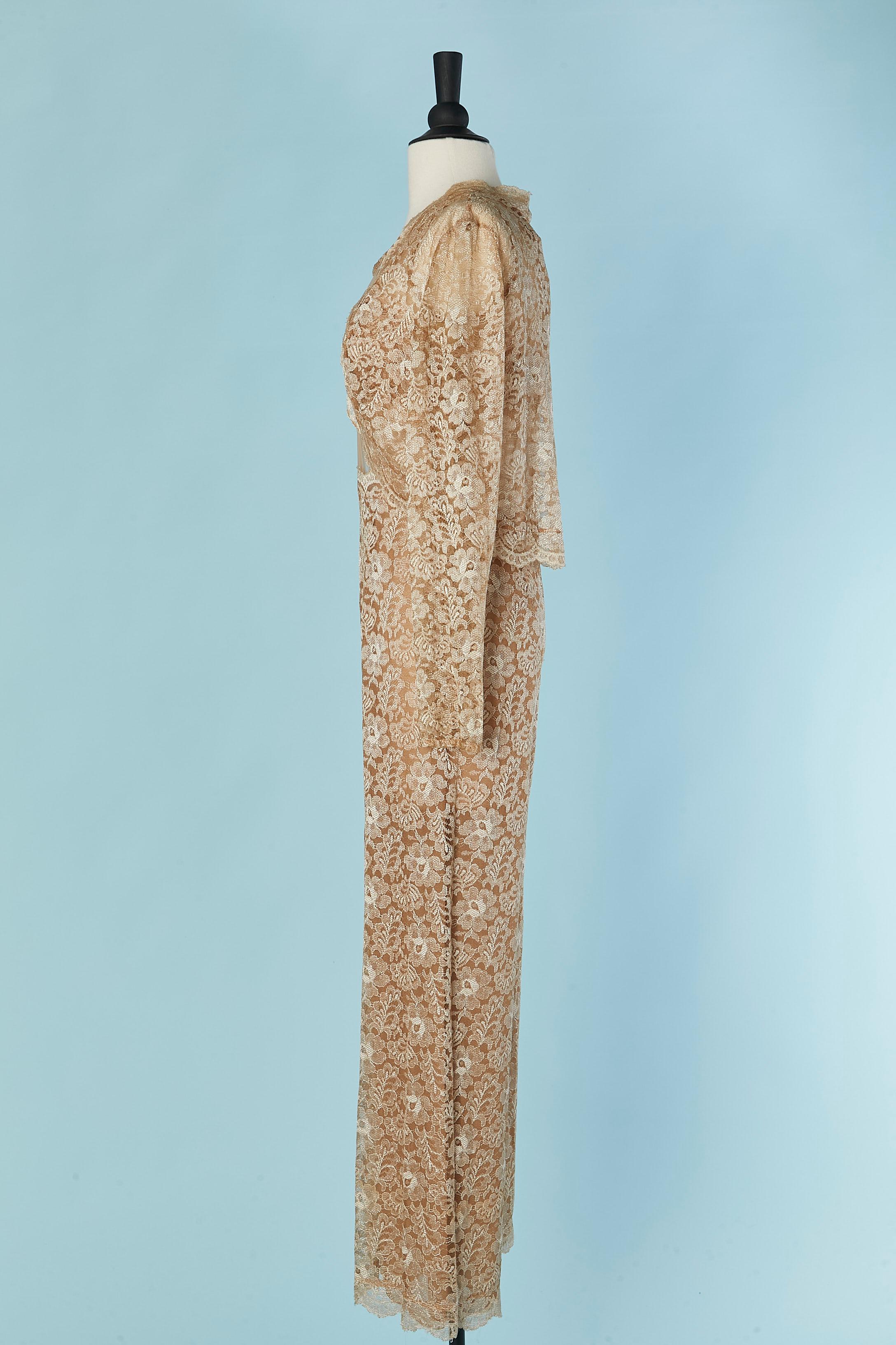 Women's Pale gold lace boléro and jumpsuit ensemble JIKY Monte-Carlo For Sale