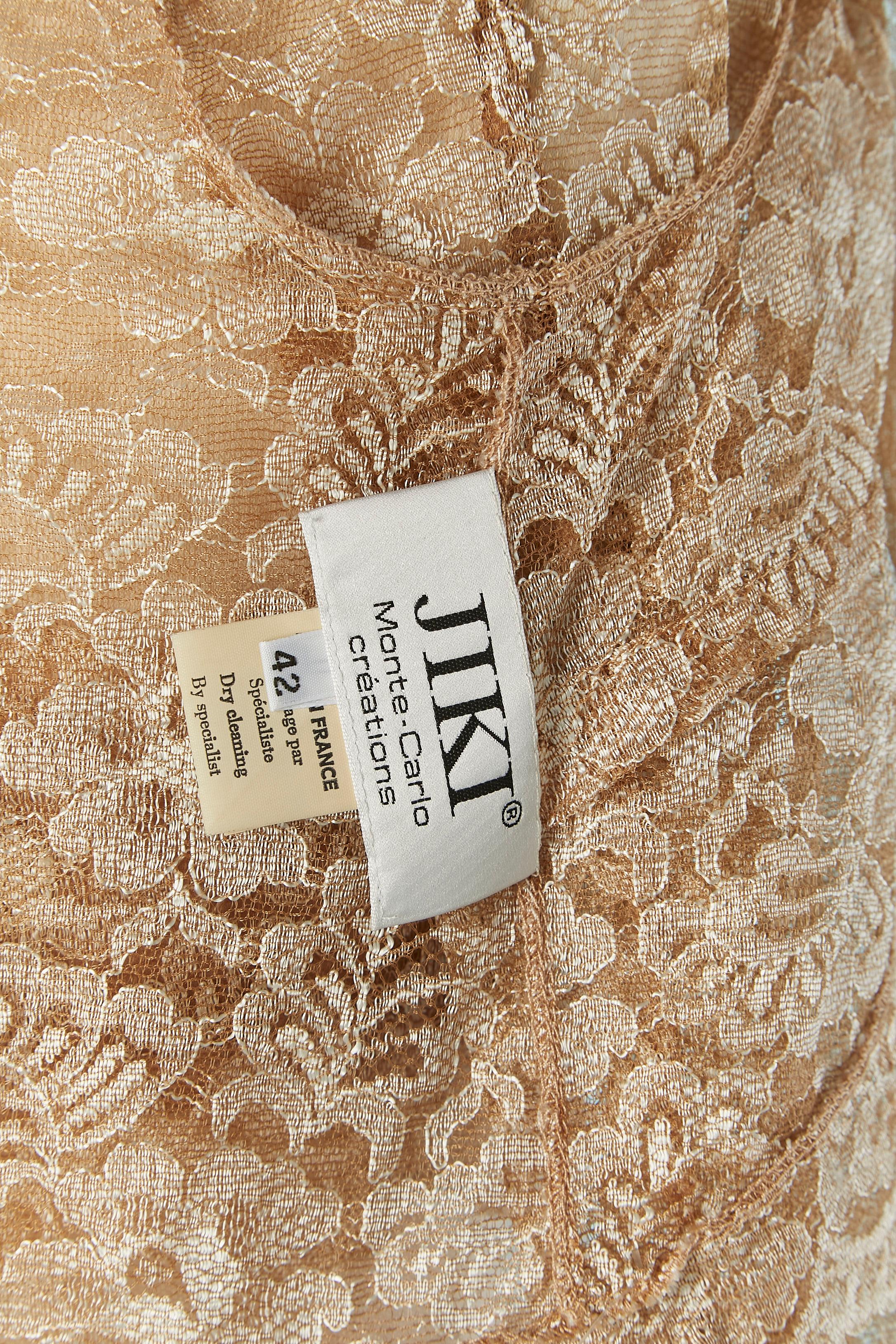 Pale gold lace boléro and jumpsuit ensemble JIKY Monte-Carlo For Sale 2