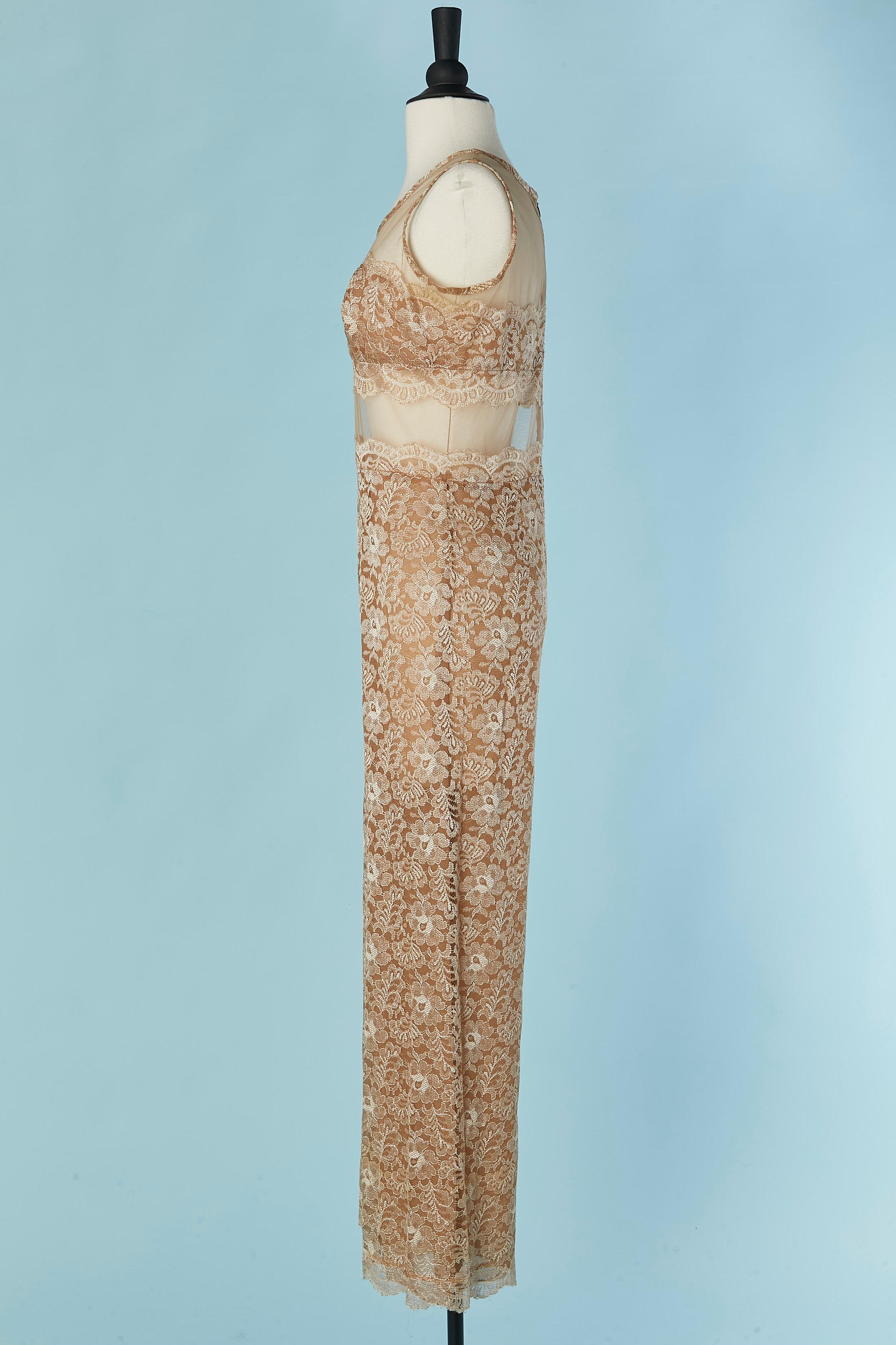 Pale gold lace boléro and jumpsuit ensemble JIKY Monte-Carlo For Sale 4