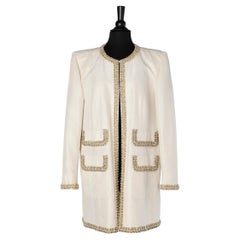 Pale gold long jacket with beaded edge