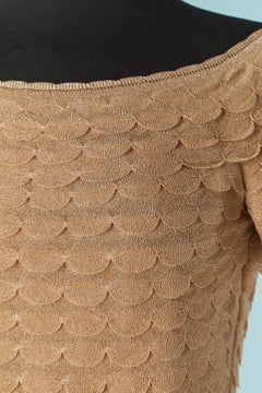 Conjunto de top y falda de punto de lúrex dorado pálido con efecto escamas Christian Dior