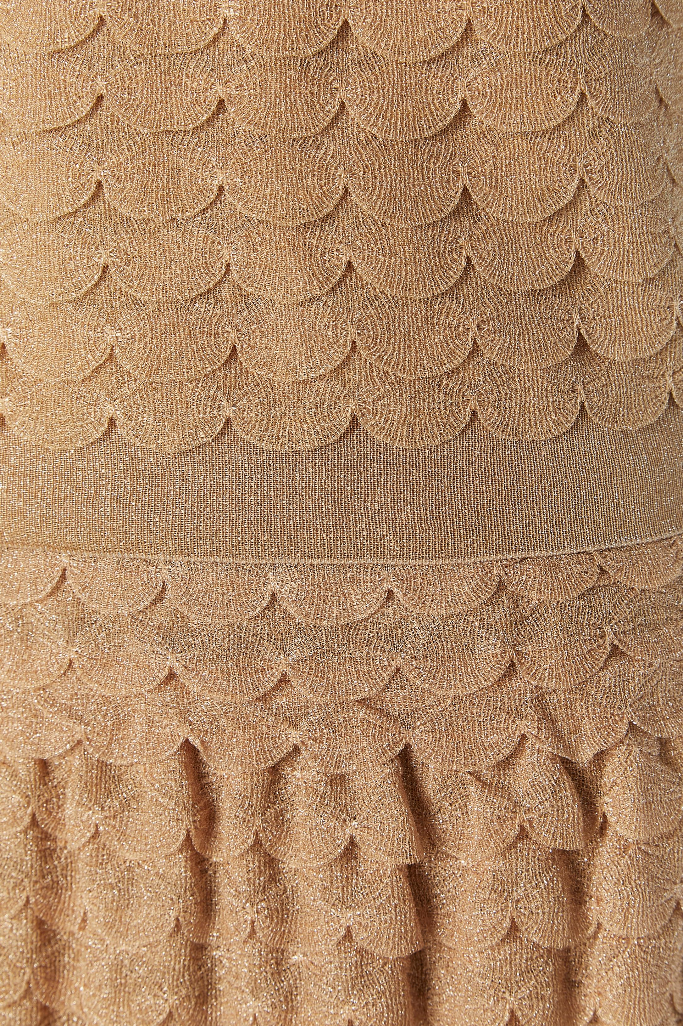 Conjunto de top y falda de punto de lúrex dorado pálido con efecto escamas Christian Dior Oro en venta