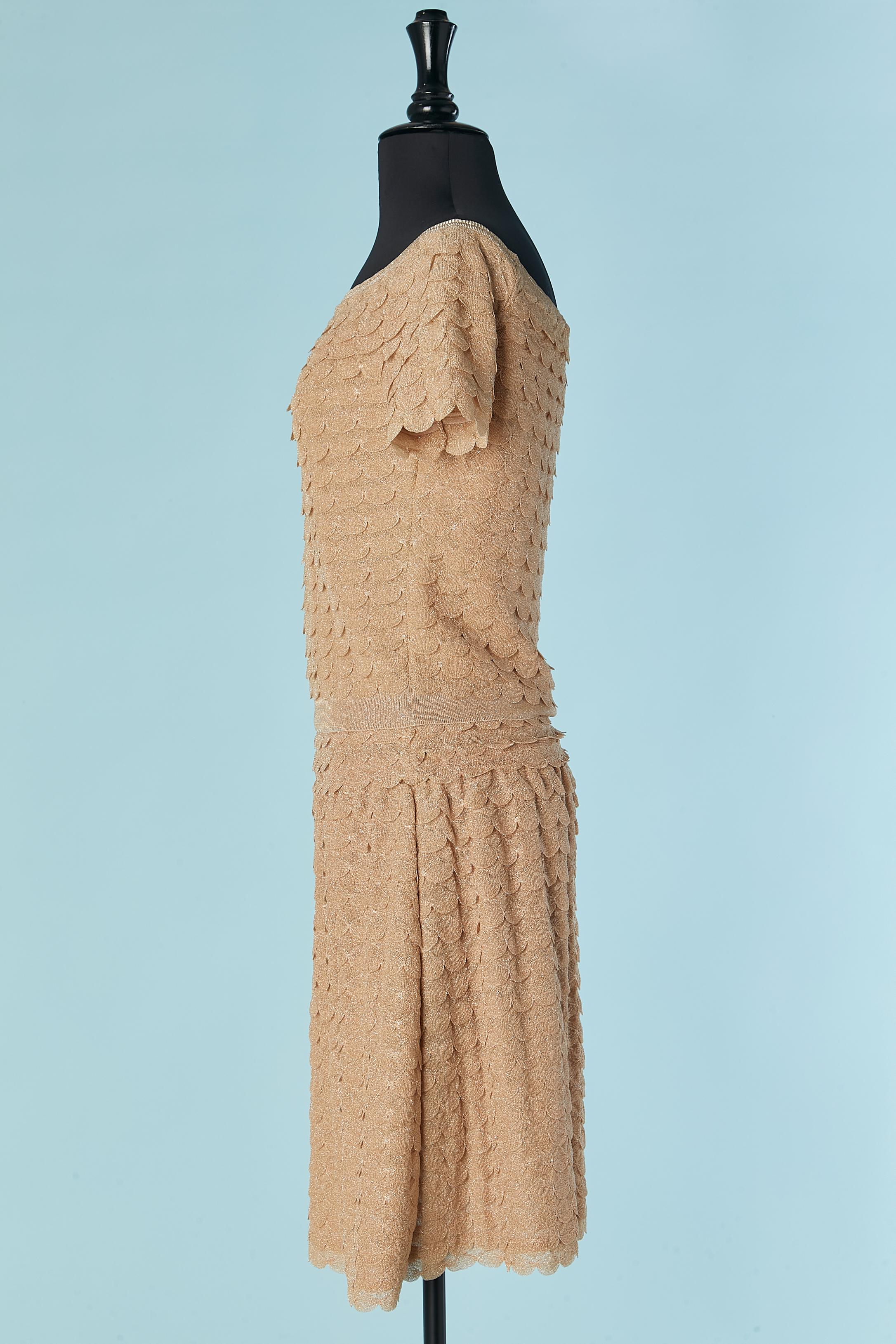 Conjunto de top y falda de punto de lúrex dorado pálido con efecto escamas Christian Dior en venta 1