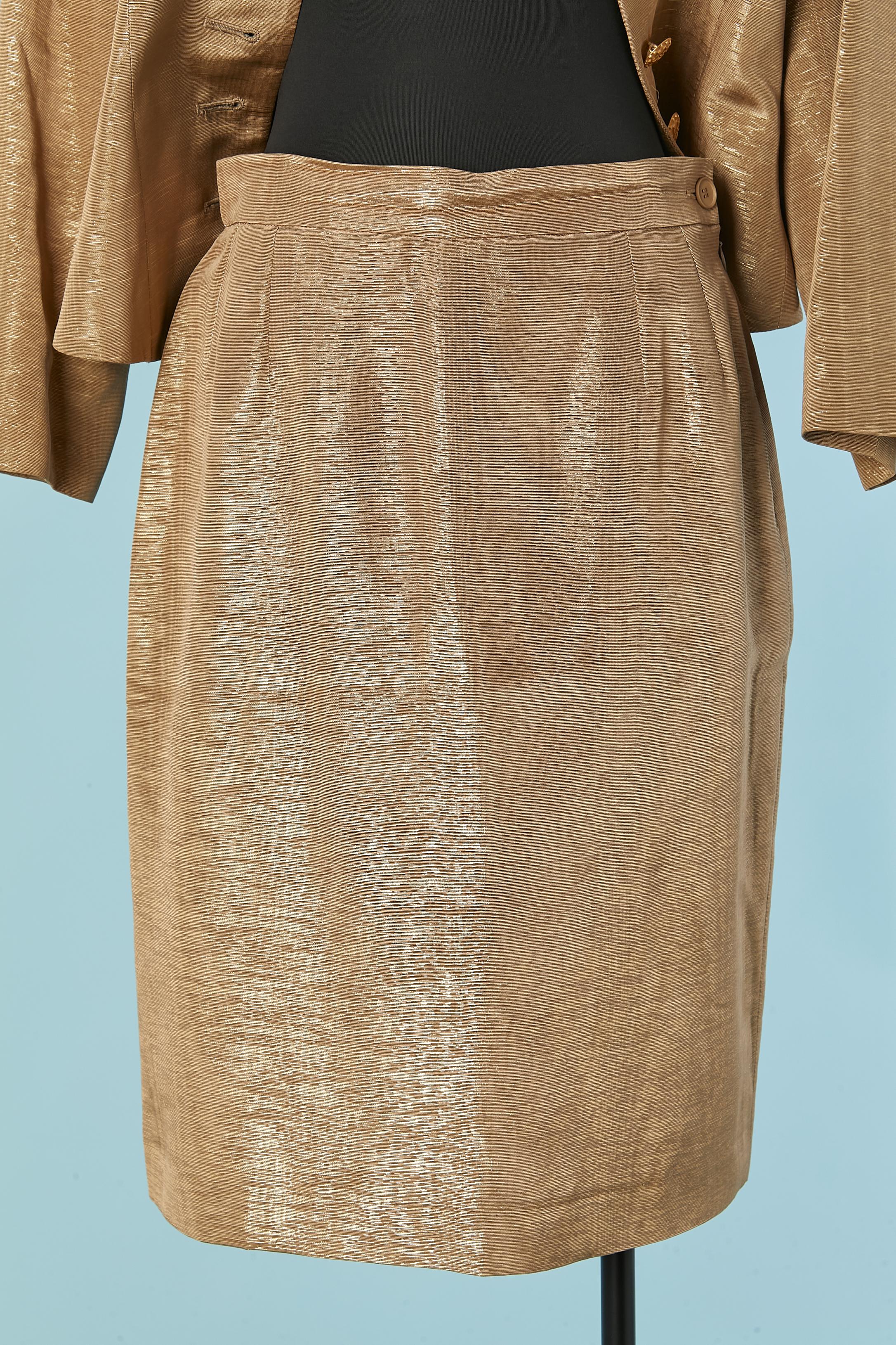 Pale gold lurex skirt-suit YVES SAINT LAURENT ENCORE FW1995 en vente 5