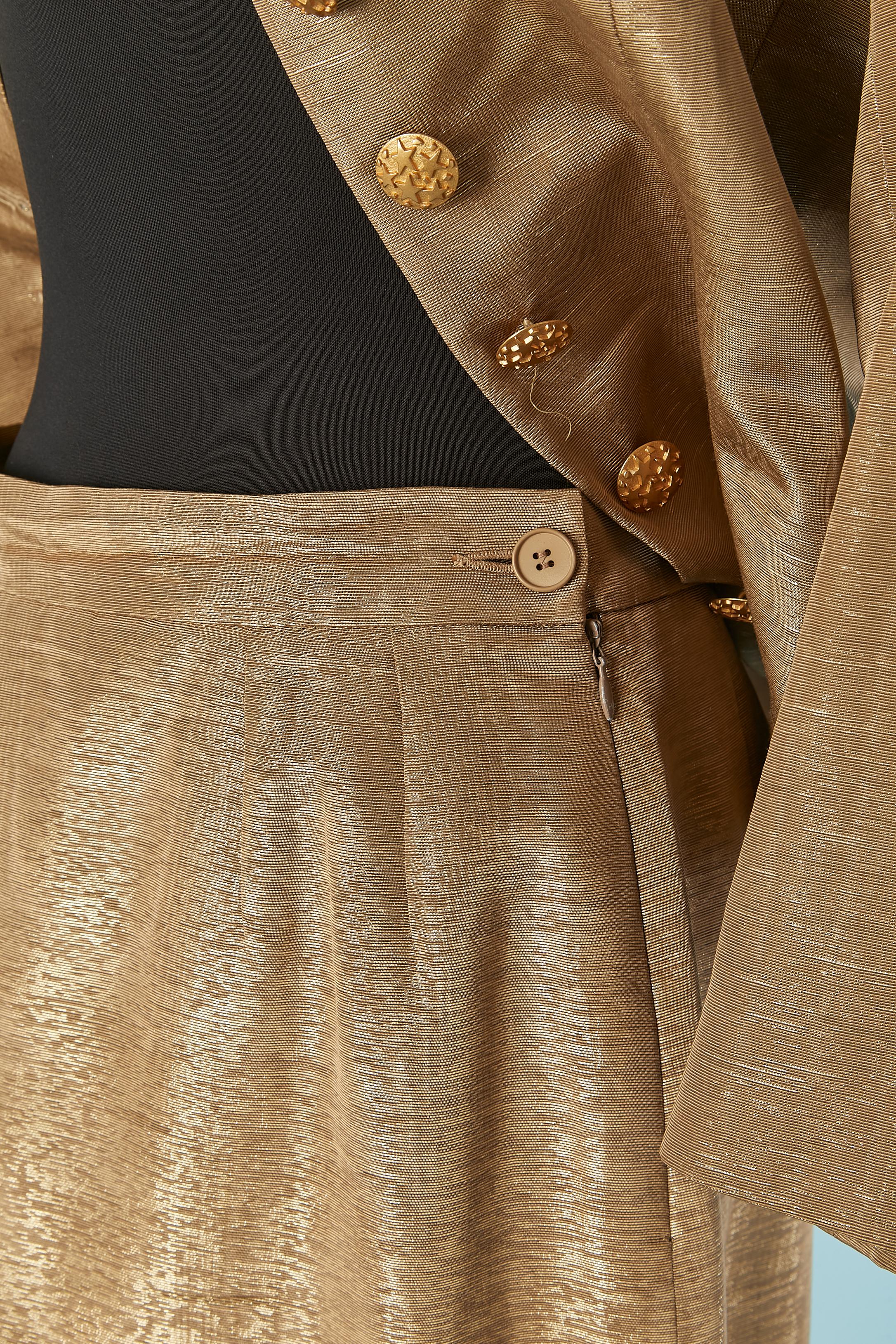 Pale gold lurex skirt-suit YVES SAINT LAURENT ENCORE FW1995 en vente 6