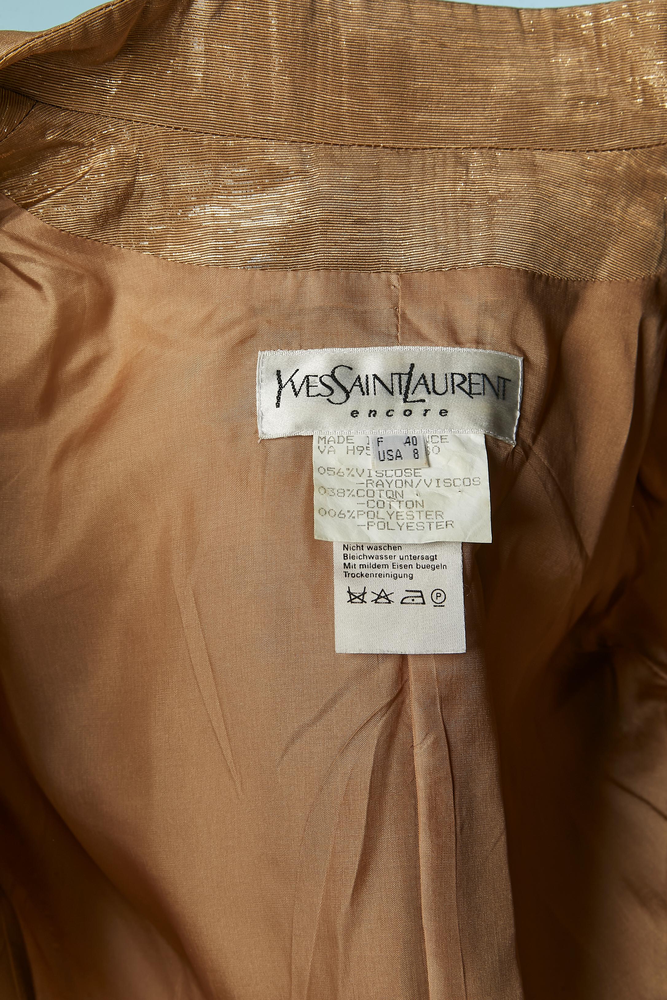 Pale gold lurex skirt-suit YVES SAINT LAURENT ENCORE FW1995 en vente 7