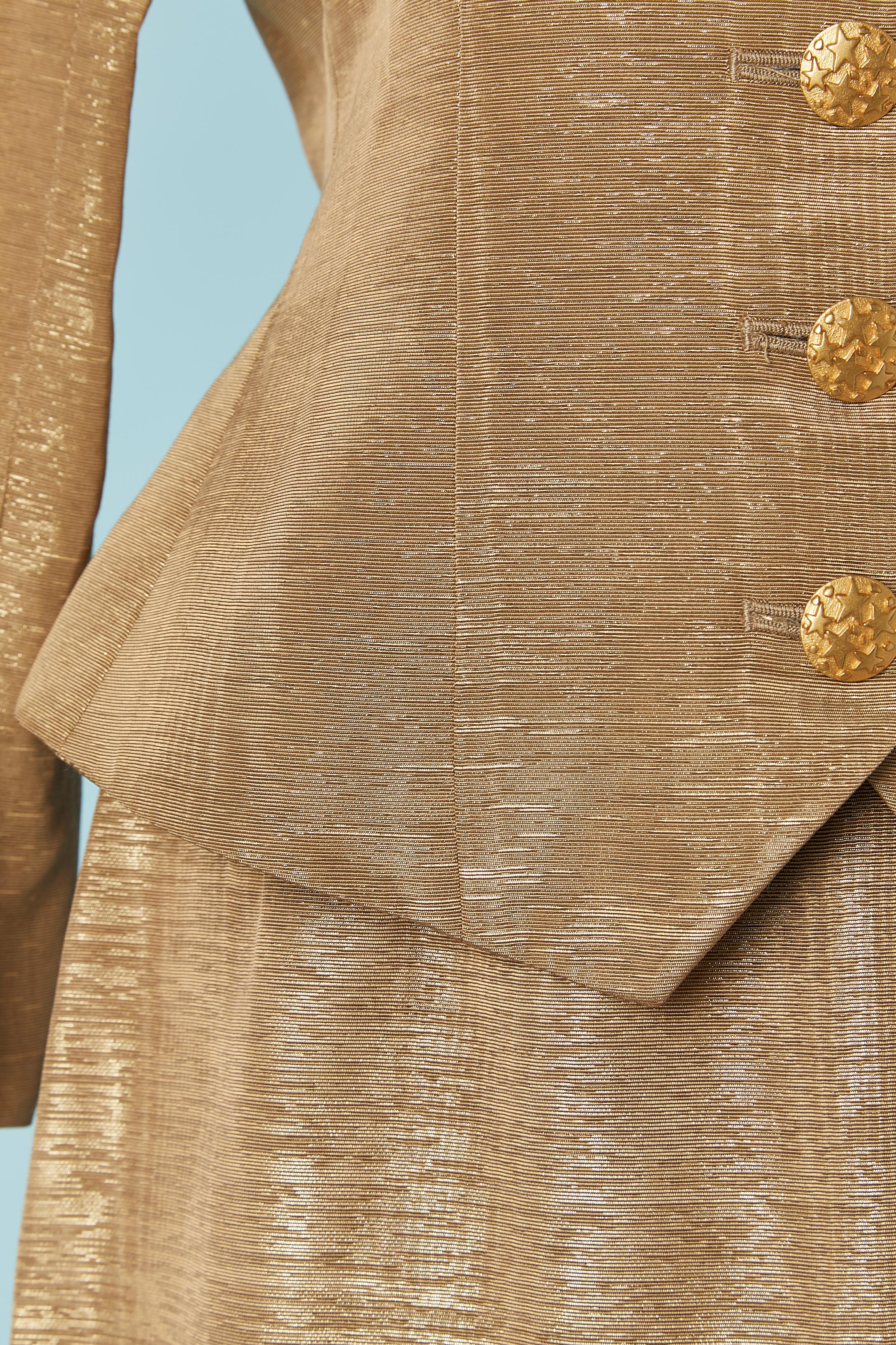 Pale gold lurex skirt-suit YVES SAINT LAURENT ENCORE FW1995 Excellent état - En vente à Saint-Ouen-Sur-Seine, FR