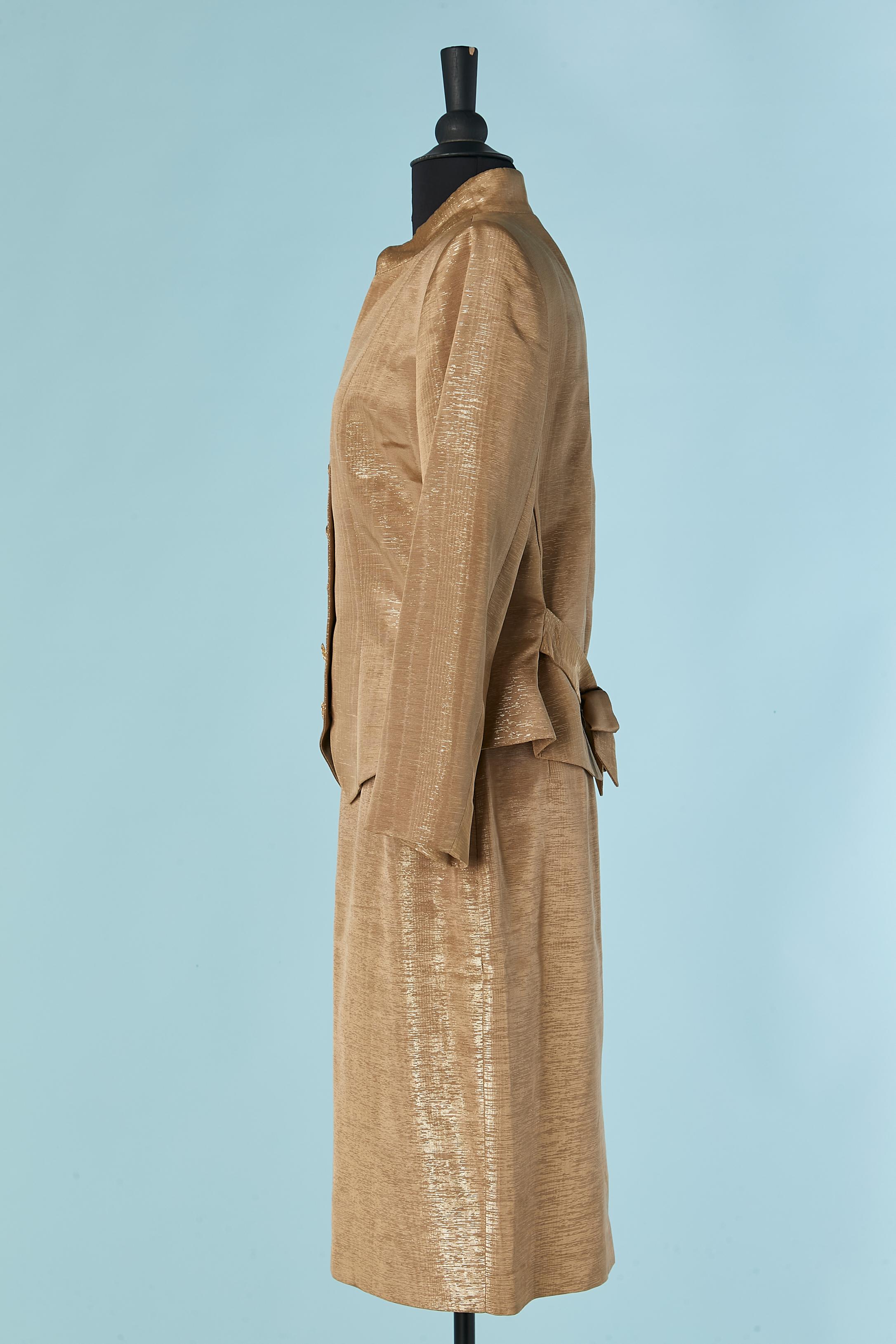 Pale gold lurex skirt-suit YVES SAINT LAURENT ENCORE FW1995 en vente 2