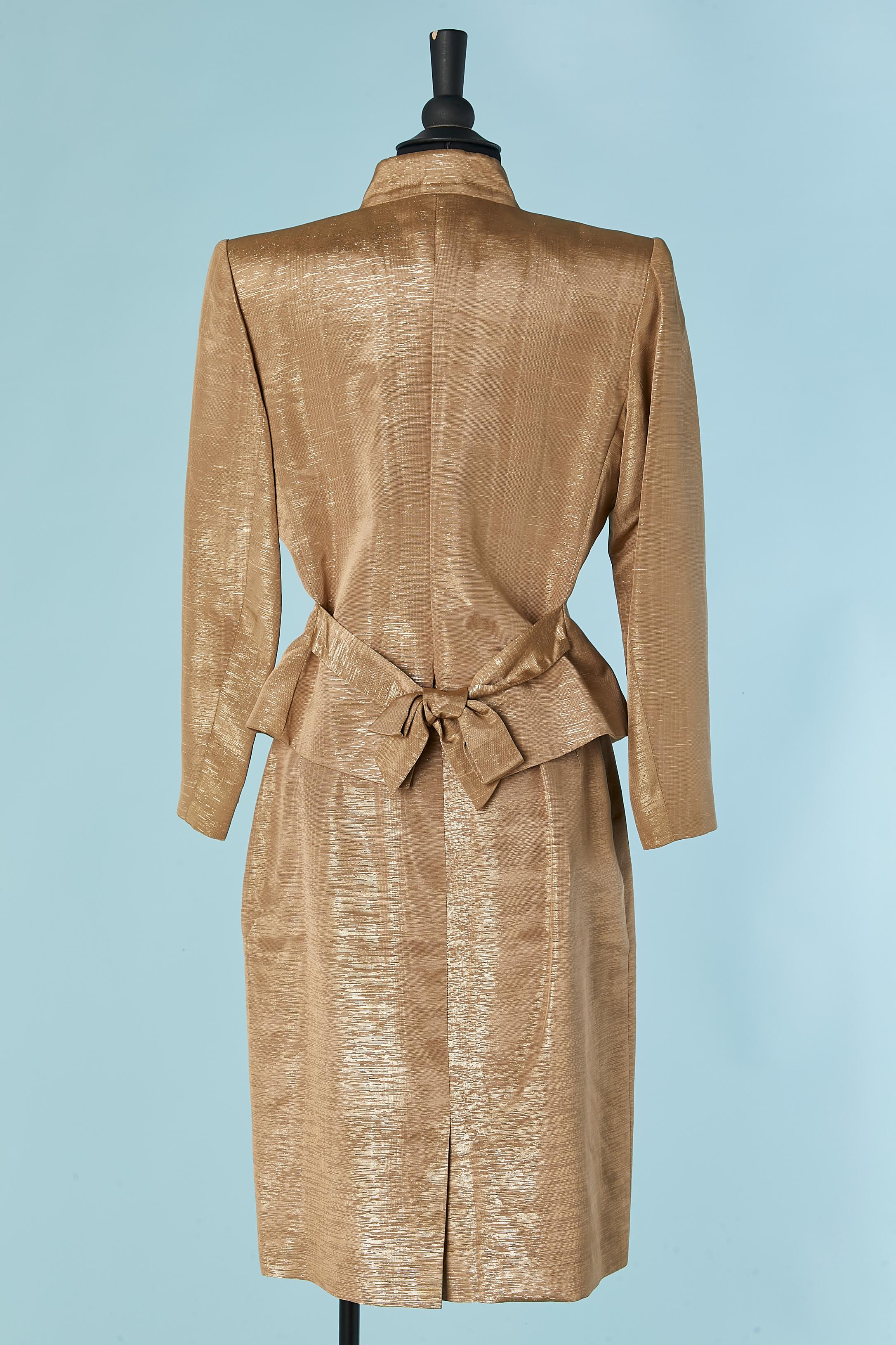 Pale gold lurex skirt-suit YVES SAINT LAURENT ENCORE FW1995 en vente 3