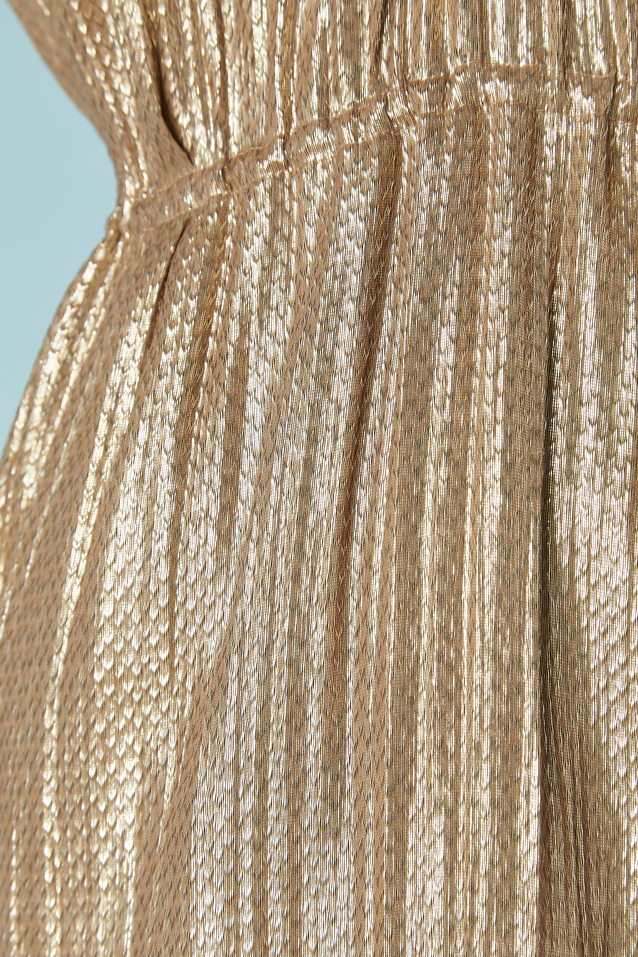 Pale gold pleated lurex cocktail dress Lanvin by Alber Elbaz /Summer  2011  In Excellent Condition In Saint-Ouen-Sur-Seine, FR