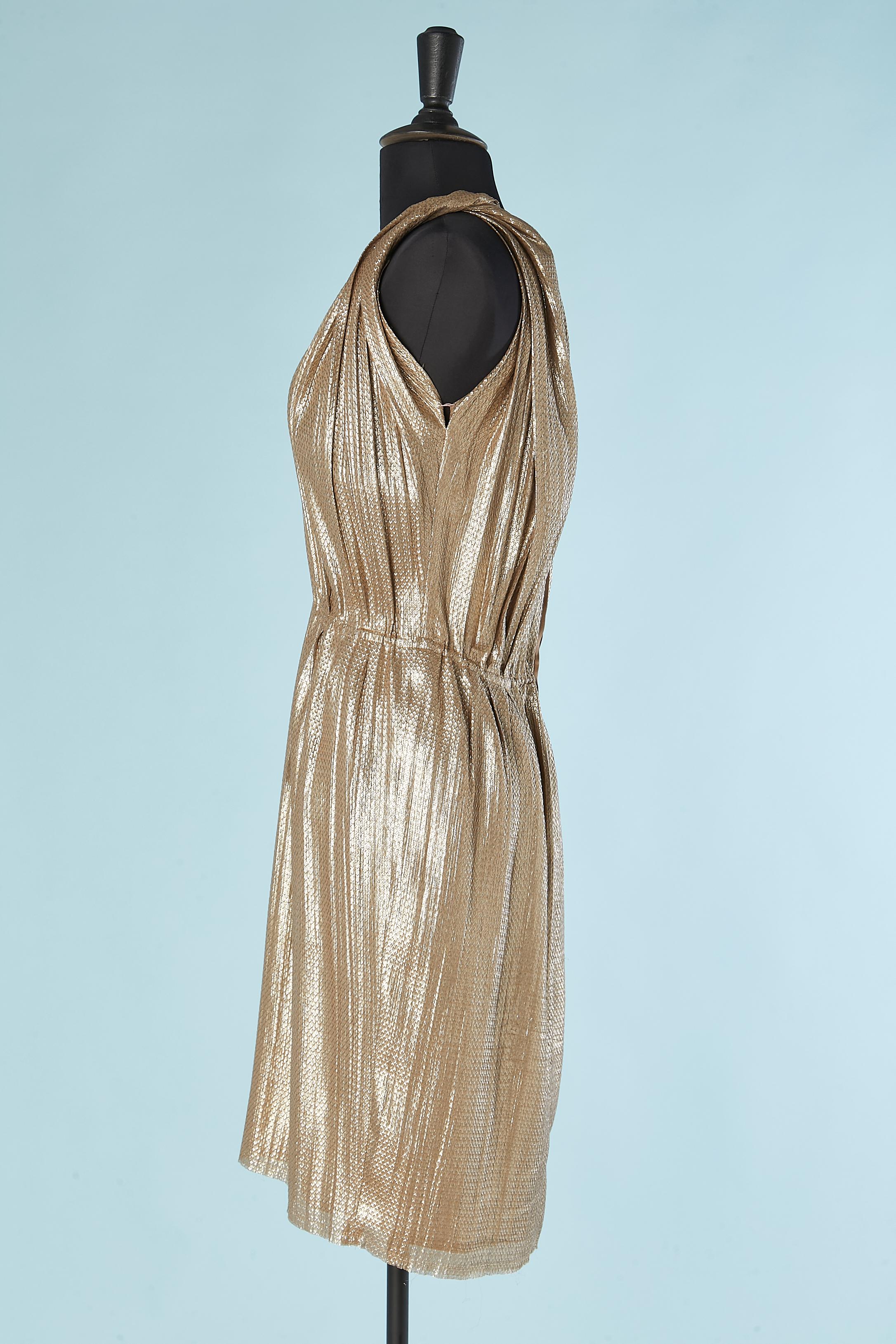 Women's Pale gold pleated lurex cocktail dress Lanvin by Alber Elbaz /Summer  2011 