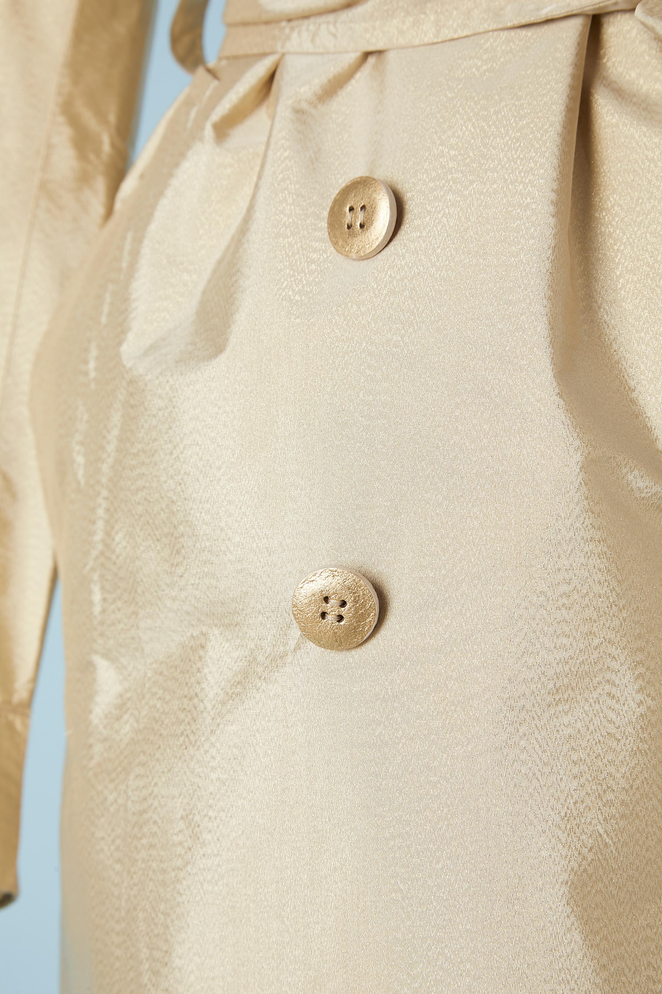 Pale gold silk and nylon trench-coat Ermanno Scervino  In Excellent Condition In Saint-Ouen-Sur-Seine, FR