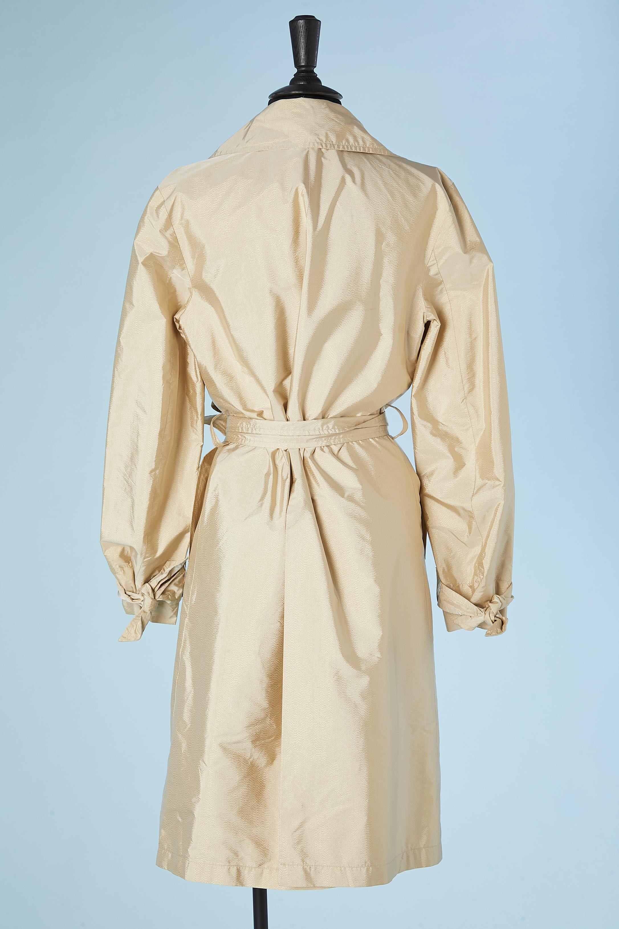 Pale gold silk and nylon trench-coat Ermanno Scervino  For Sale 1