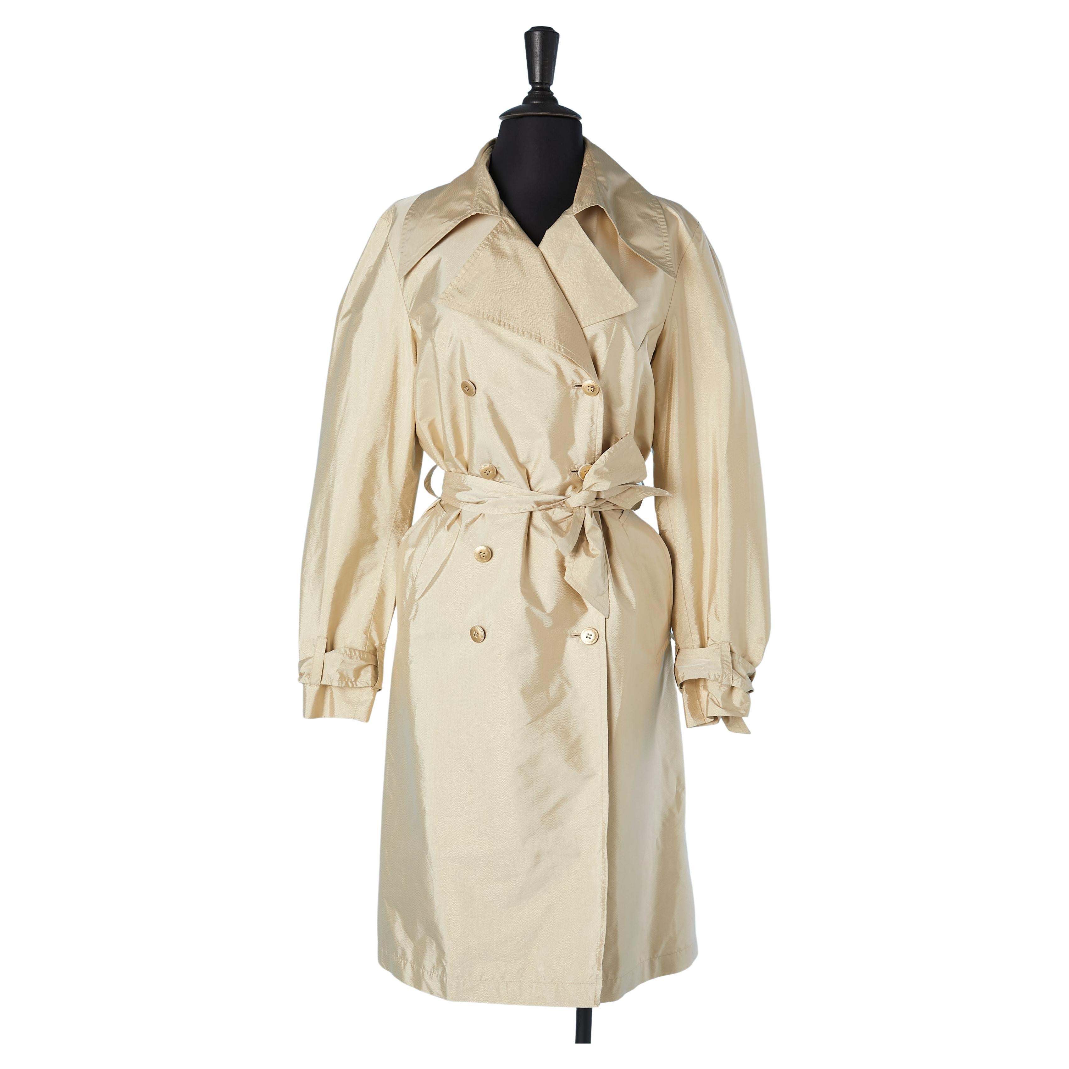 Pale gold silk and nylon trench-coat Ermanno Scervino  For Sale