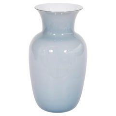 Pale Gray Cased Murano Glass Vase by Giovanni Dalla Fina, Italy, Circa 1980
