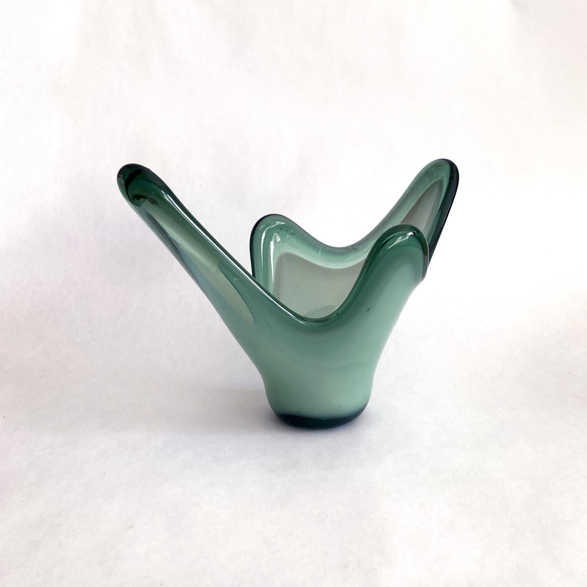Italian Pale Green Abstract Murano Style Bowl Centerpiece