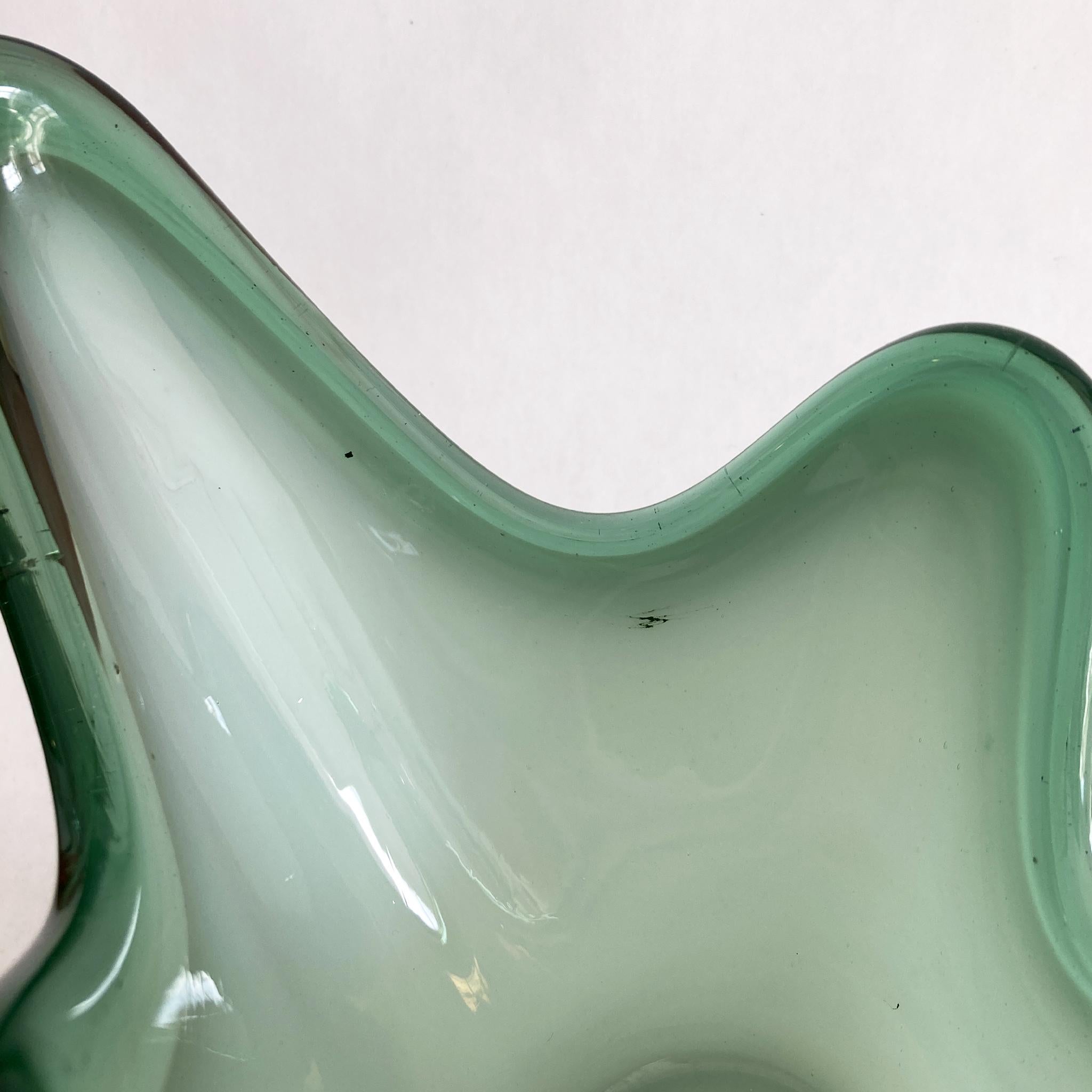 Pale Green Abstract Murano Style Bowl Centerpiece In Good Condition In New York, NY