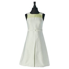 Pale green and white printed cotton day dress COURREGES