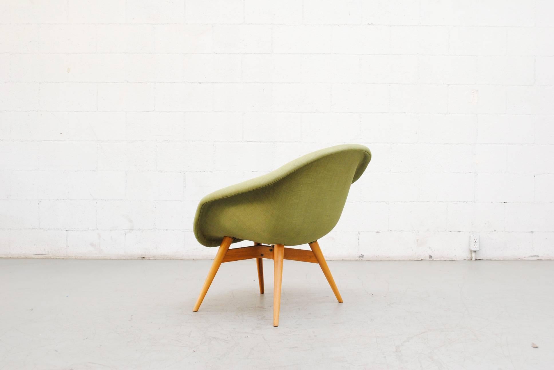 Upholstery Pale Green Bucket Lounge Chair by Miroslav Navrátil for Vertex