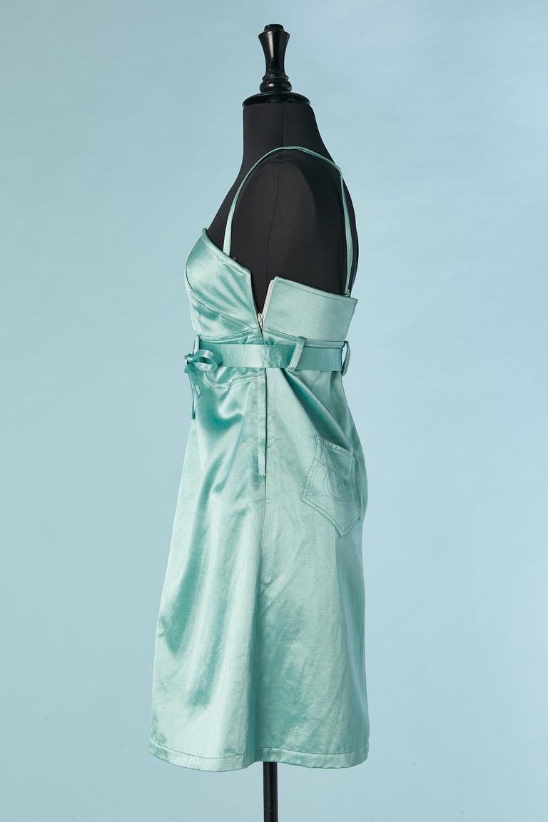 Pale green cocktail dress with belt Christian Lacroix Jean's